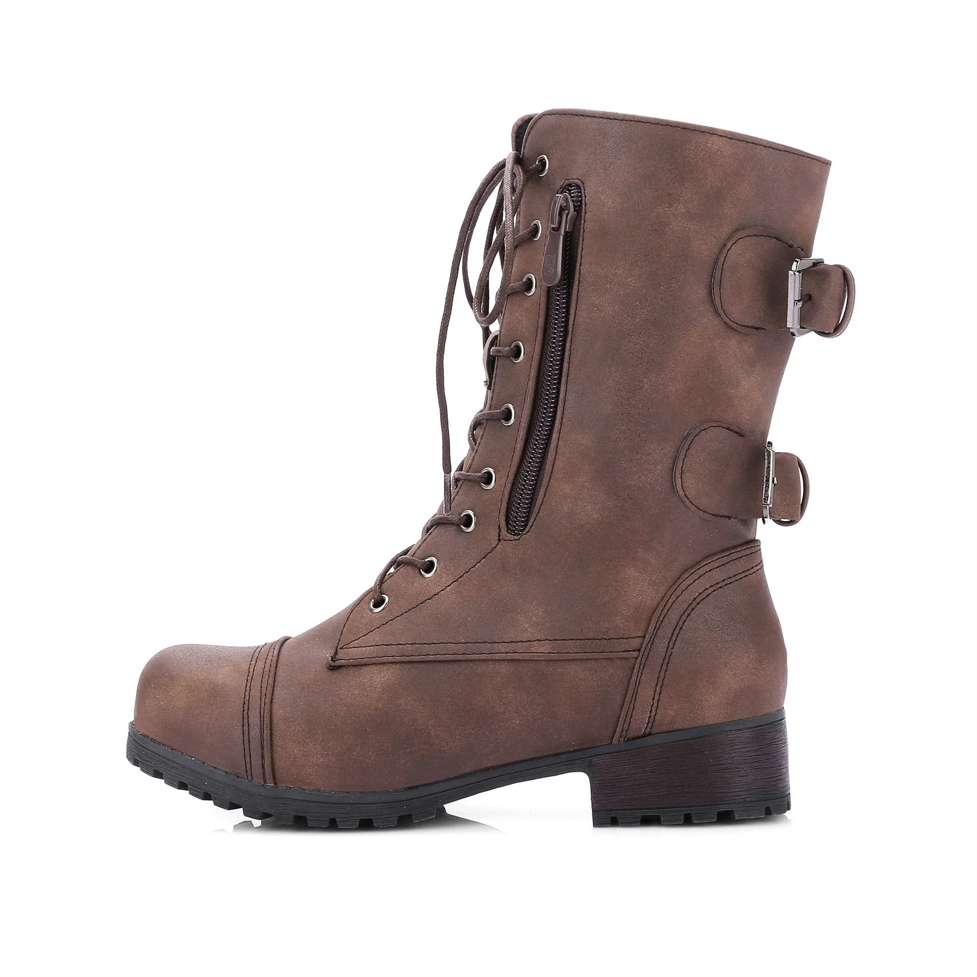 Women's boots 2025 autumn and winter small thick heel lace up belt buckle casual short tube women's boots large size boots