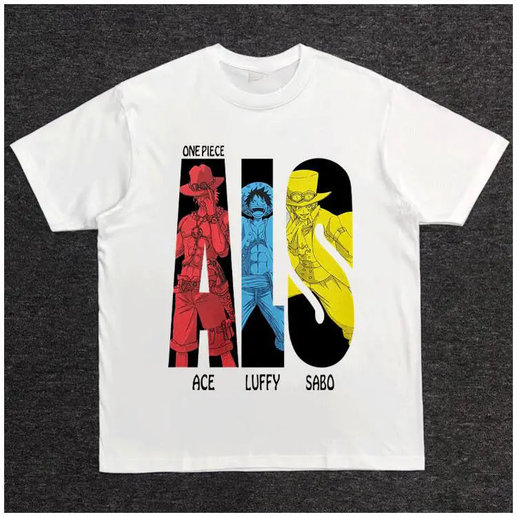 

American One Piece Peripheral Products ALS Brothers Anime Short Sleeved Men's and Women's T-shirts Heavy Duty Cotton Printed
