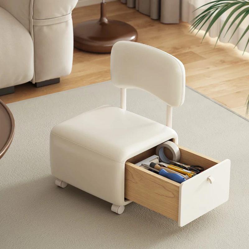 entrance-shoe-stool-backrest-kids-chair-for-living-room-multifunctional-seating-organizer-home-swivel-storage-stool-cream