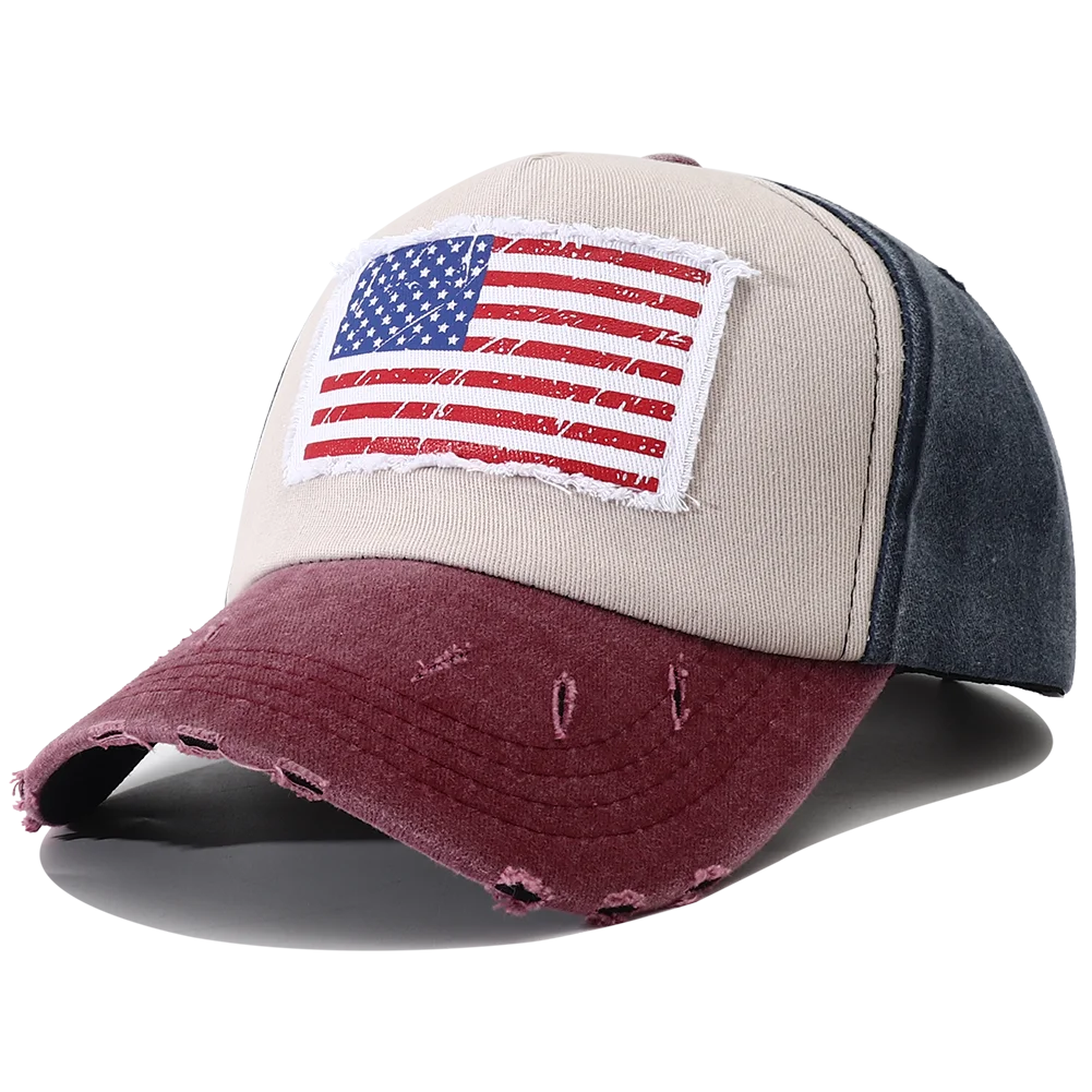 2023 New Designer USA Flag Embroidered Baseball Cap Bone Masculino Vintage 5 Panel Snapback Hats for Women Men Casquette Homme