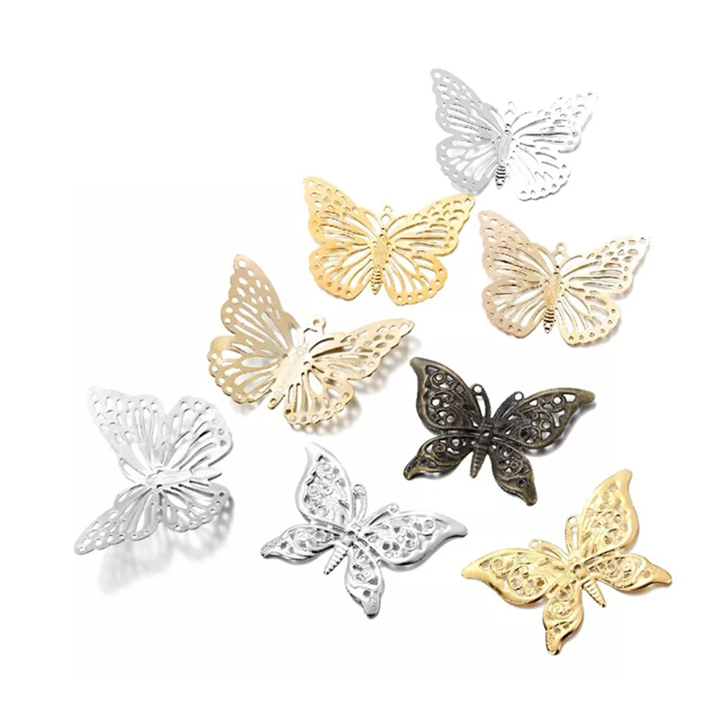 

30Pcs/Pack Copper Butterfly Filigree Wraps Pendant Small Charms Earrings For DIY Earring Charms Jewelry Making Accessories