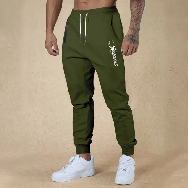 2024 Spring And Autumn New Men\'s Outdoor Sports Pants Slim-fit Version Of Drawstring Fashion Print Leisure Fitness Sports Pants