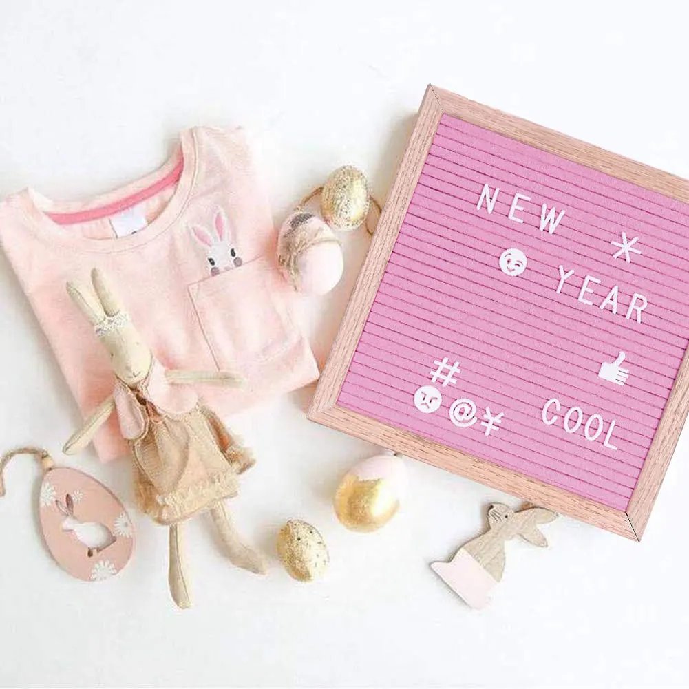 لوحة رسائل من اللباد باللون الوردي مع حروف بيضاء وحامل وفصول الدراسية ولوحة رسائل متعددة الأغراض للمنزل وغيرها متعددة الوظائف