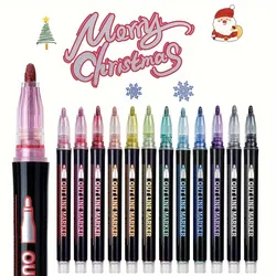 12 Colors Double Line Pen Outline Paint Marker Pens Diy Album Scrapbooking Metal Marker Drawing Painting Doodling