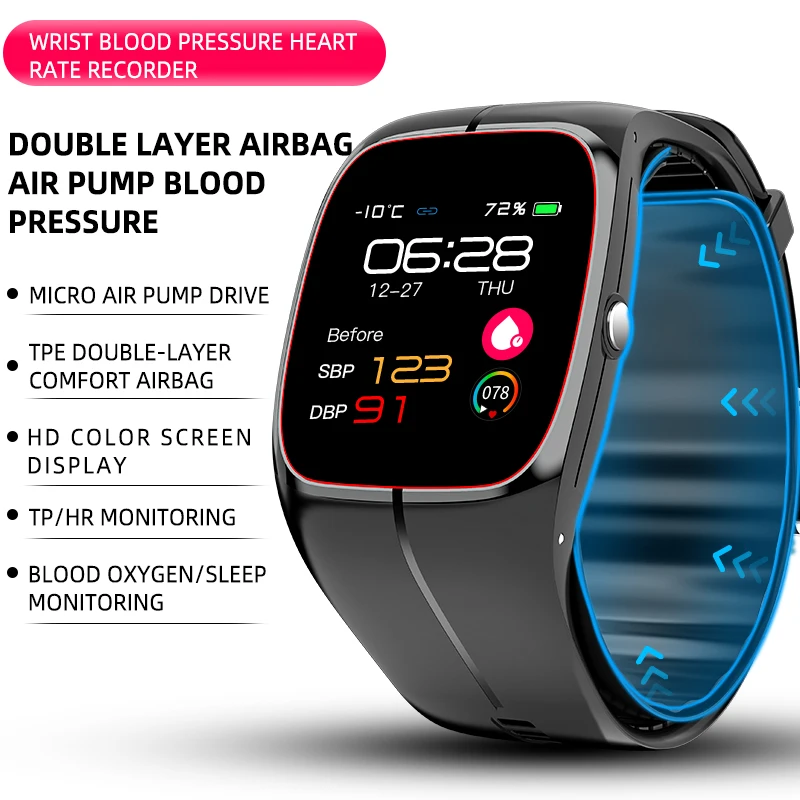 Ture Air Pump Airbag Blood Pressure Smart Watch Body Temperature Heart Rate Blood Oxygen Monitor Smartwatch Men Women Fitness