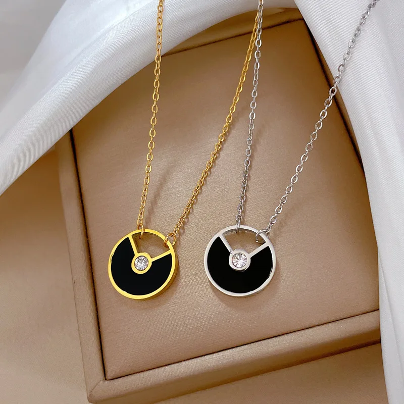 OIMG 316L Stainless Steel Gold Silver Color Fashion Simple Heart Geometric Pendant Necklace For Women Girls No Fading Jewelry