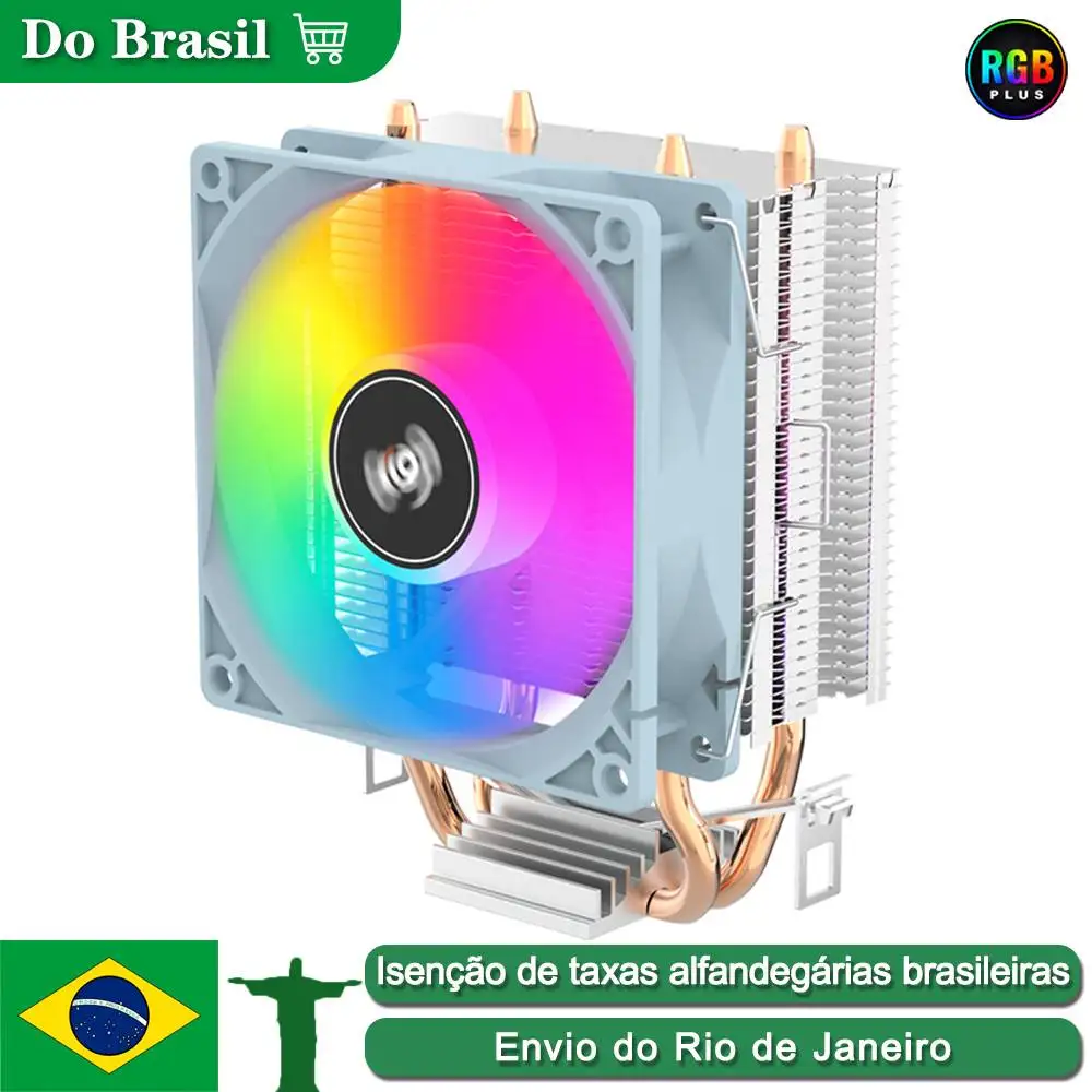 Aigo ICE200PRO Cooler de Ar para CPU com 2 Heatpipes, Radiador de Resfriamento, Ventilador PWM Silencioso para Intel 115X 1200 1700 AM4 AM5 AMD