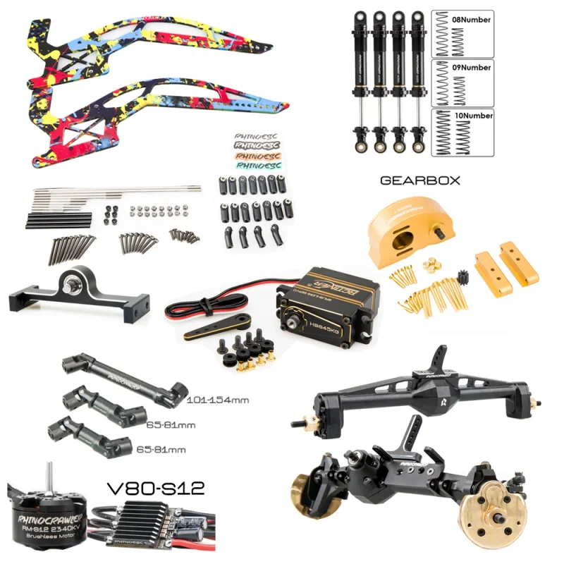 

NEW Rhino YUE ONE RC Crawler Shafty Full Kit With Capra Axles 80A ESC S12 Motor for 1/10 RC Crawler Car Axial SCX10 I SCX10 II