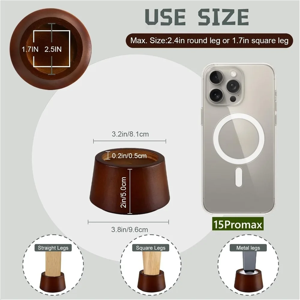 Подставки для мебели Подставки для кроватей - 2-дюймовые деревянные круглые сверхмощные удлинители высоты мебели Подъемники для дивана, дивана, стола, стула, стола