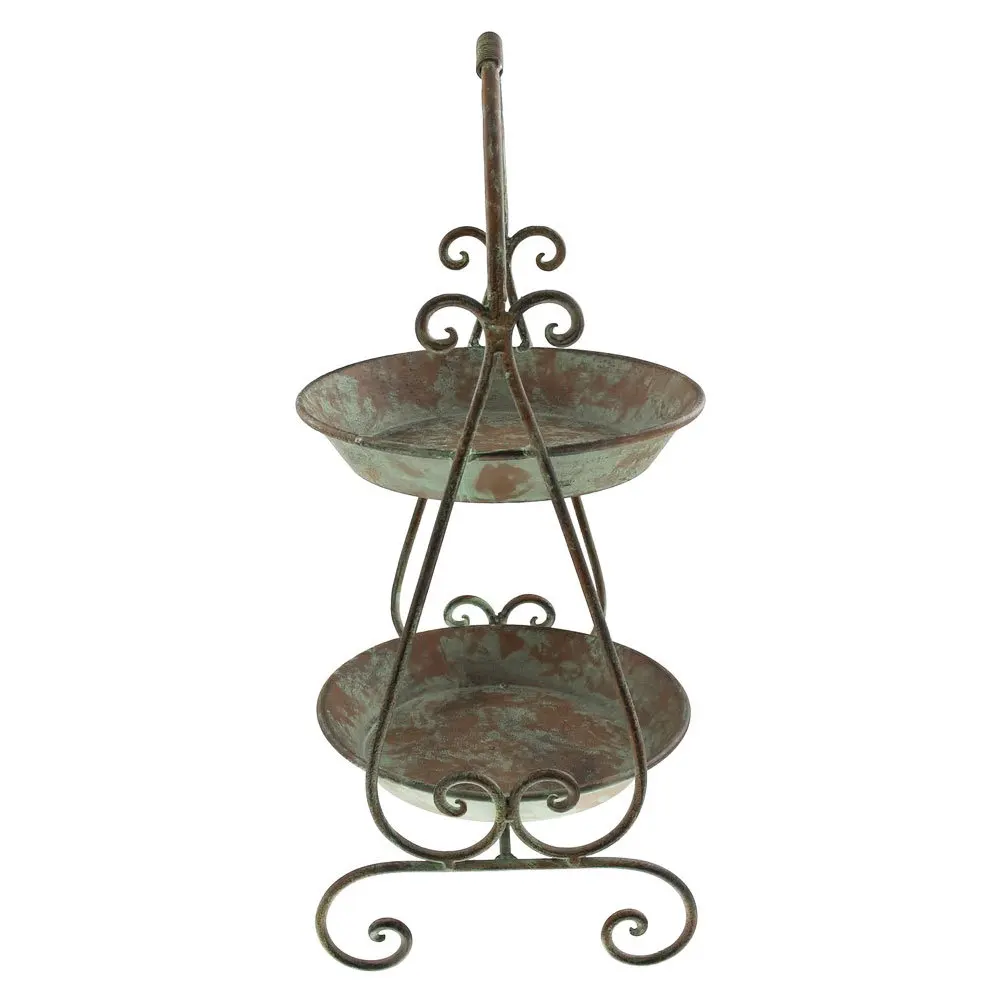 

1pc Retro Ironware Decorative Tray Dark Green Vintage Storage For Fruit Snacks Sundries Coffee Shop Home Rustic Serving