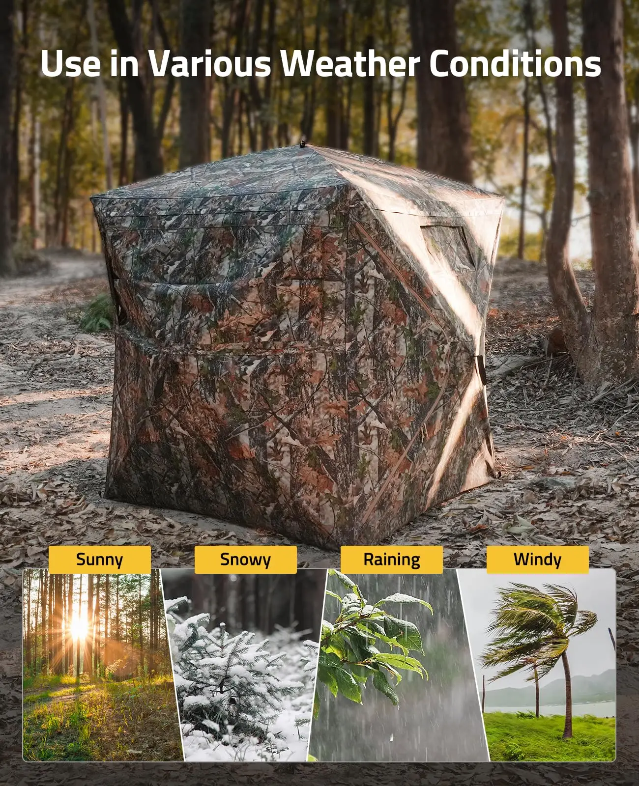 Portable Hunting Blind 270 Degree See Through 2 3 Person Pop Up with Sliding Silent Windows Suitable for All Weather Conditions - Image 3