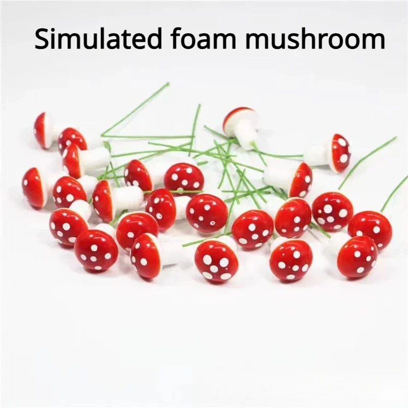 100PCS Mini Red Coloful Mushroom Garden Dotted Small Potted DIY Toy House Landscape Bonsai Plant Garden Decoration Ornament