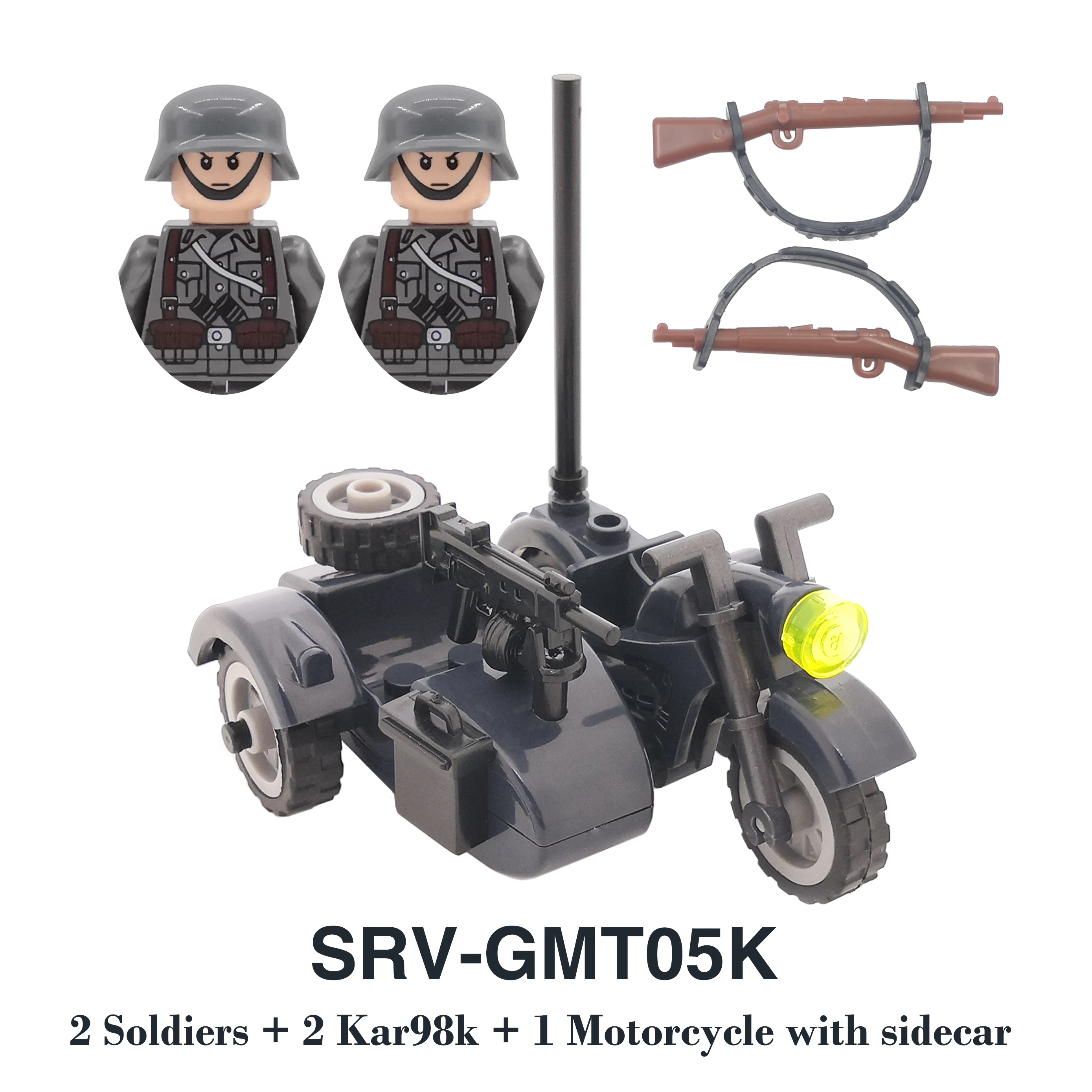 DIY WW2 Infantry Medical Corp Soldier Motorcycle Soviet US Army Military Gun Weapon Building Block Brick Children Kids Gift Toys