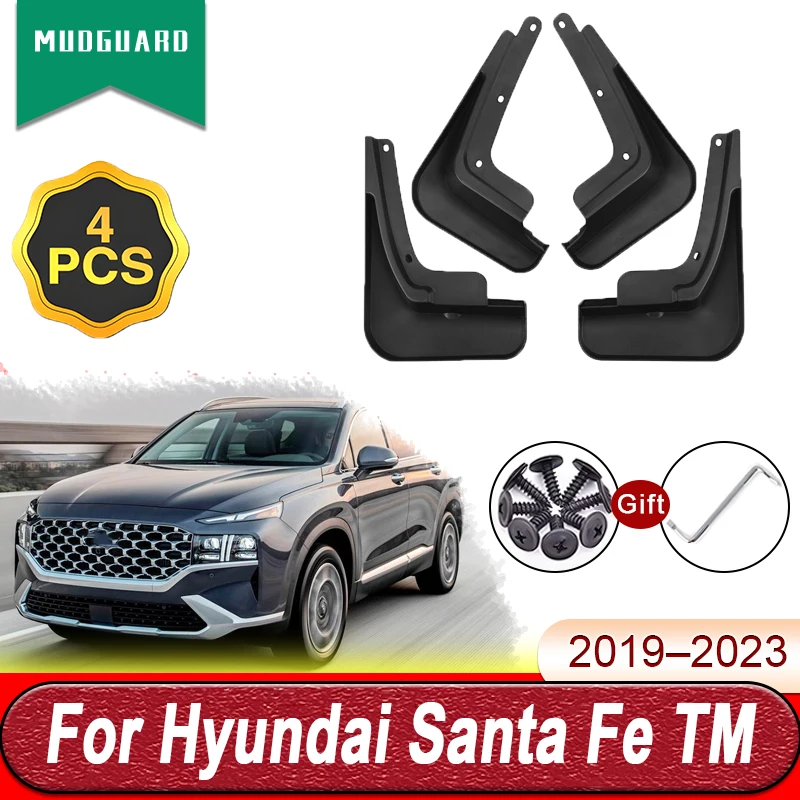 4 PCS Mud Flaps For Hyundai Santa Fe 2019 2020 2021 2022 2023 Auto Mudflaps Splash Guards Front Rear Fender Mudguards Car Tools