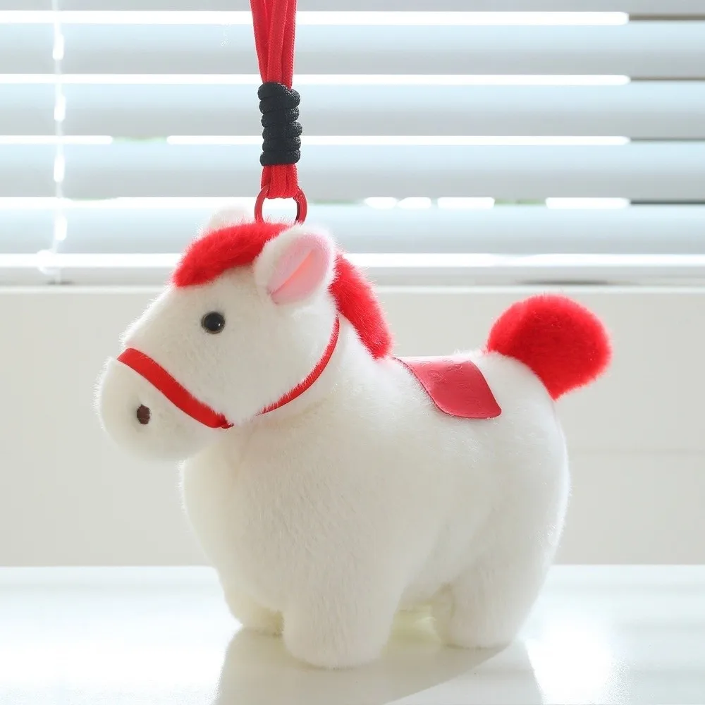 Leuke Cartoon Pony Hanger Steed Pop Mascotte Pop Chinees Nieuwjaar Cadeau Chinese Stijl Gevulde Zodiac Pony Beeldje Feestelijk Decor