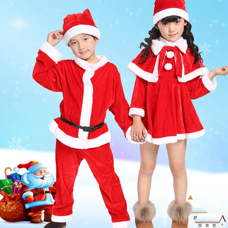 Infantil Papai Noel Manga Comprida Fantasia de Natal, Palco Cosplay, Meninos, Meninas, Feriado, Festa, Vestido da Moda, Vestuário, Outono