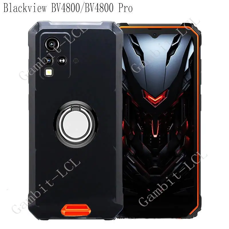 For Blackview BV4800 Pro BV4800Pro BlackviewBV4800 Back Ring Holder Bracket Phone Case Smartphone TPU Soft Silicone Cover