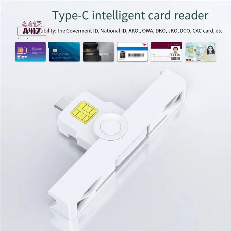 

A41Z-CAC Card Reader USB C Smart Foldable DOD Type C Common Access Tax Declaration SIM/ID/Bank Card Reader For Phone Laptop