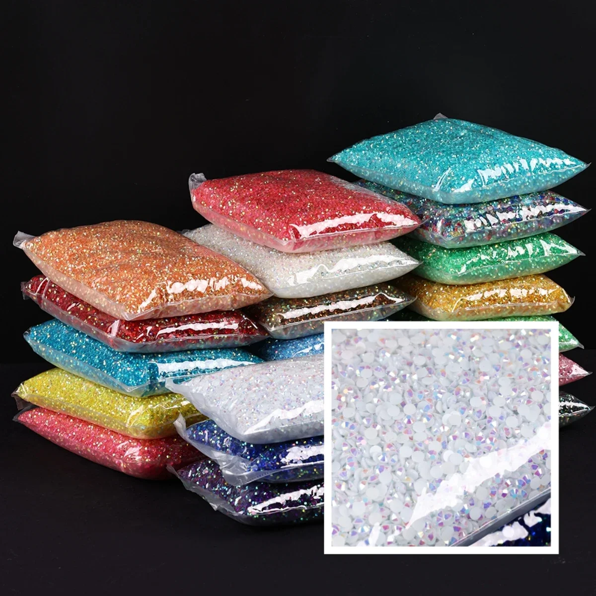 Bulk Wholesale 2-6mm Jelly AB Resin Non Hot Fix Rhinestones Flat Back Plastic Crystals Strass Glitters Big Package Stones