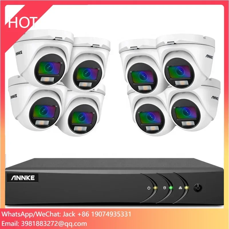 NightChroma ColorVu 8CH H.265+ DVR Sistema di telecamere di sicurezza 8 pezzi 1080P Telecamere CCTV impermeabili per esterni