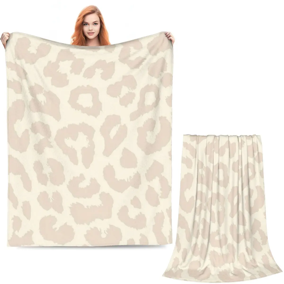 Light Brown Leopard Pattern Blankets Soft Warm Flannel Throw Blanket Bedspread for Bed Living room Picnic Travel Home Sofa