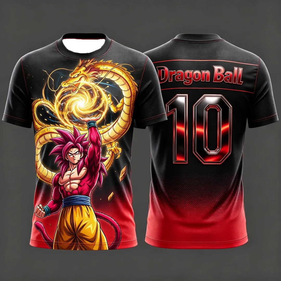 2026 Dragon Ball Goku Super Saiyan 4 T-Shirt – Sommer-Sporttrikot für Papa & Kinder, Anime-Print-T-Shirt, Partnerlook für die Familie, Freizeit-Oberteile – Detail 7