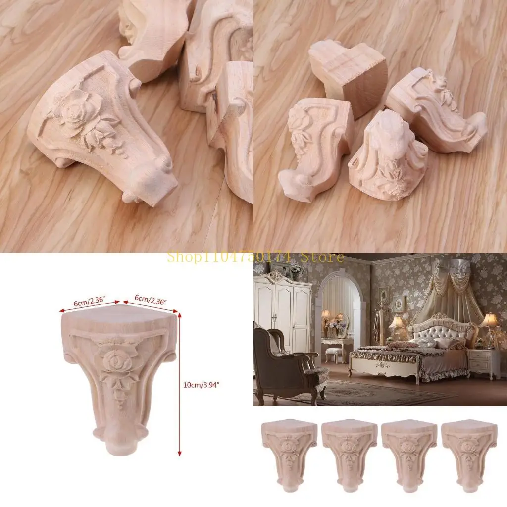 4 Pcs Table Feet Sofa Bed Leg Wooden Carved Furniture Legs Strong Load-bearing top sale