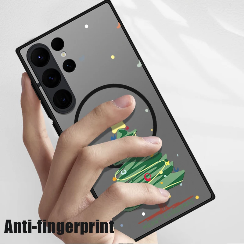 Funda de teléfono magnética de muñeco de nieve de Navidad para Samsung Galaxy S25 Edge S24 S23 S22 S25 Ultra S24 S23 Plus S24 S23 S21 FE TPU PC