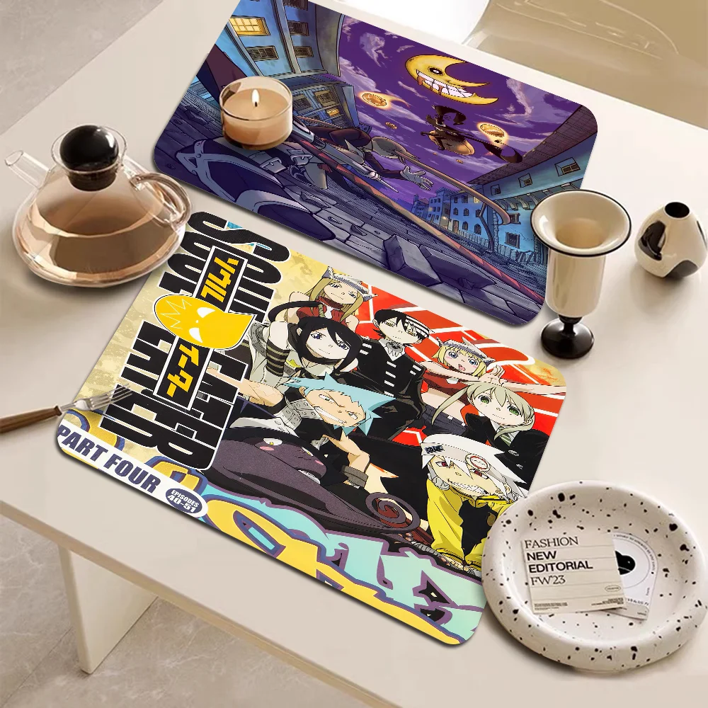 Anime Soul Eater Non-slip Fast Water Absorption Anti-scalding Imitation Tile Printing Coffee Machine Draining Pad