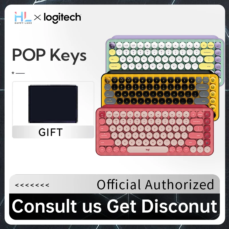 

Logitech POP KEYS Wireless Gaming Mechanical Keyboard Colorful Macaron Office Keyboard TTC Axis Custom Emoj Button Game Keyboard