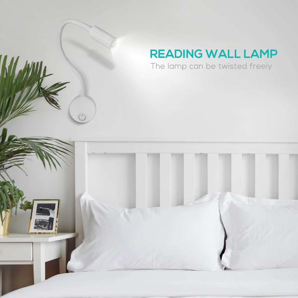 

1Pcs LED Bedside Reading Lamp 3W Wall Mounted Flexible Gooseneck Light No Glare Eye Protection for Home Office Bedroom