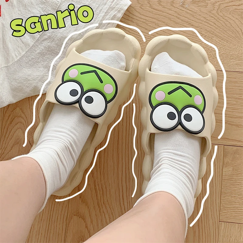 Sanrio Slippers Kero Kero Keroppi Kawaii Anime Cute Cartoon Student Family Bathroom Outdoors Anti-Slip Sandals Toys for Girls