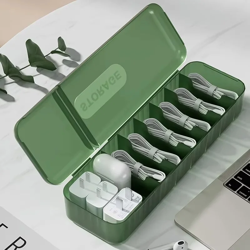 With 7 Compartments Cord Organizer Charger Cord Storage Box Data Cable Storage Case Reusable Cable Storage Box For Home Travel