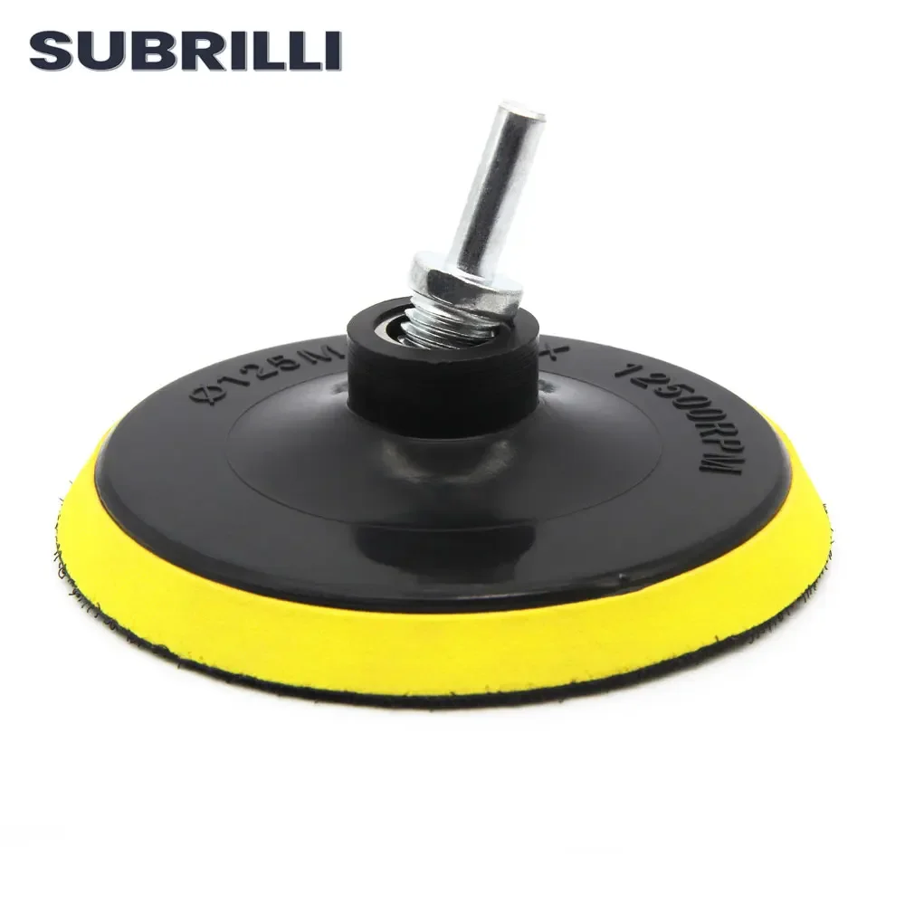 Suasli Bantalan Belakang Pemolesan Pelat Penyangga 5 Inci dengan Adaptor Bor Batang Penghubung Alat Putar Hook And Loop Polesan Mobil