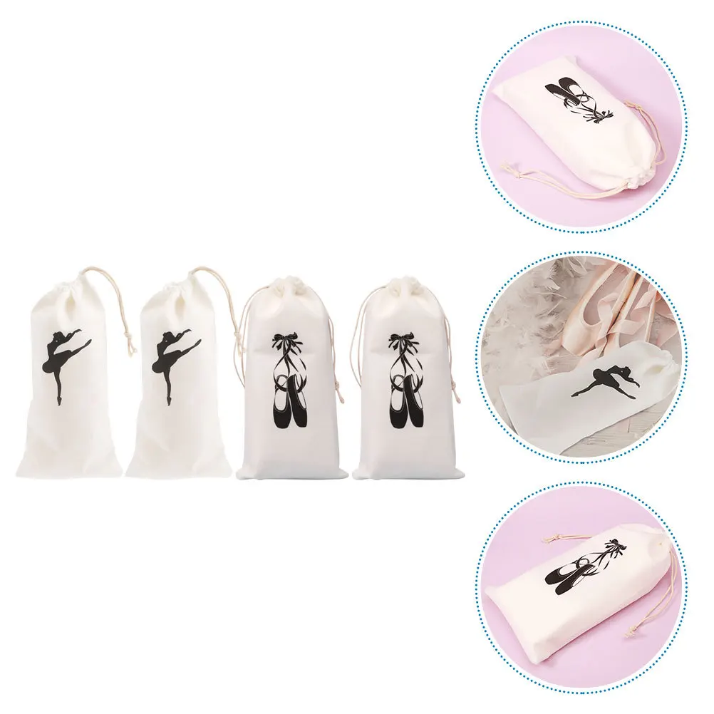 

4Pcs Portable Dance Shoe Bag Durable Drawstring Ballet Accessories Organizer Travel Storage Pouch Shoe Bags Ballet Bag