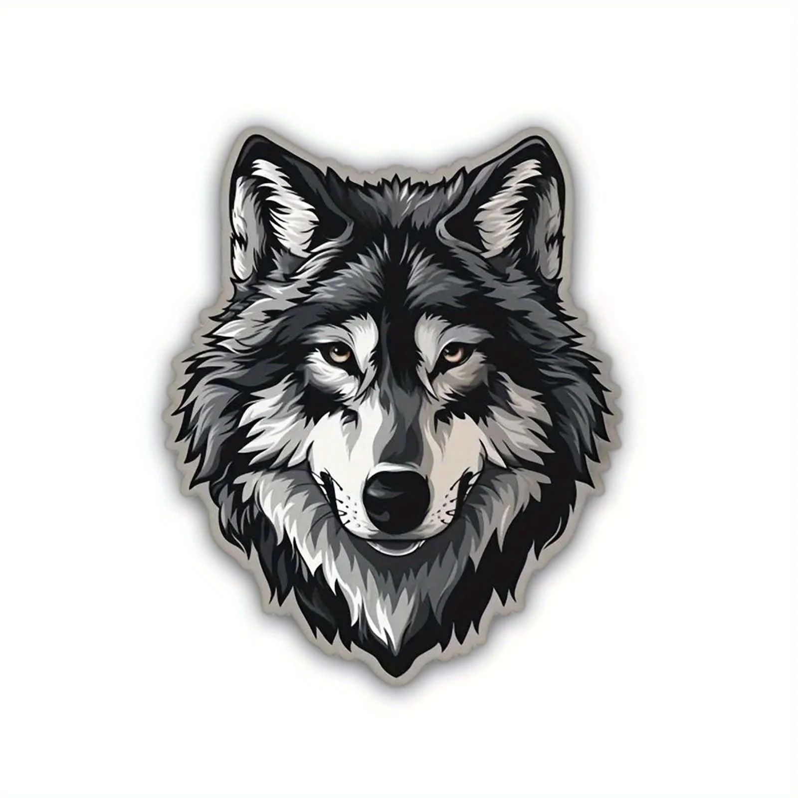 1 pieza de pegatinas de vinilo con cabeza de lobo, en negro, blanco y gris, impermeables, para coche, moto, casco, carenado, ventana, accesorios de decoración de carrocería.