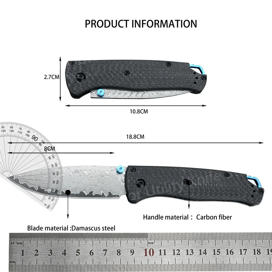 Outdoor EDC Pocket Folding Knife BM 535 High Quality Damascus Steel Blade Carbon Fiber/aluminium Alloy Handle Camping Tools