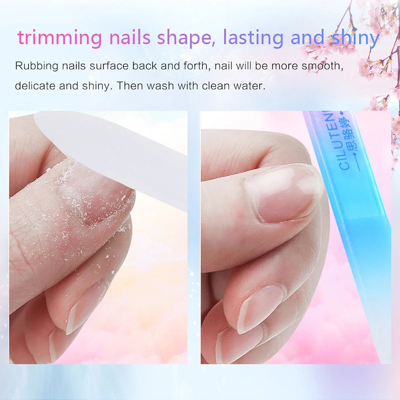 Crystal Glass Nail File With Case Professional Nail Files Manicure Device Tool Nail Art Buffer File Durable Buffing Sanding Tool