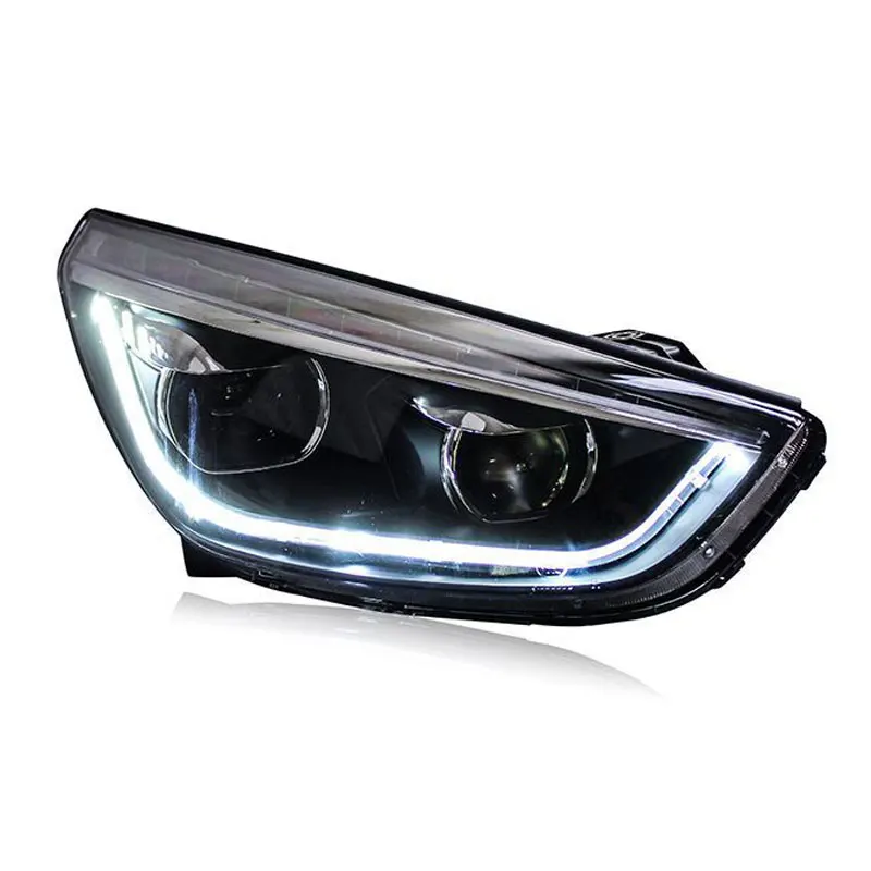 Car Headlight For Hyundai IX35/NEW Tucson 2009-2016 Refit Assembly Front Lamp LED DRL Upgrade With Lens Automotive Accessories