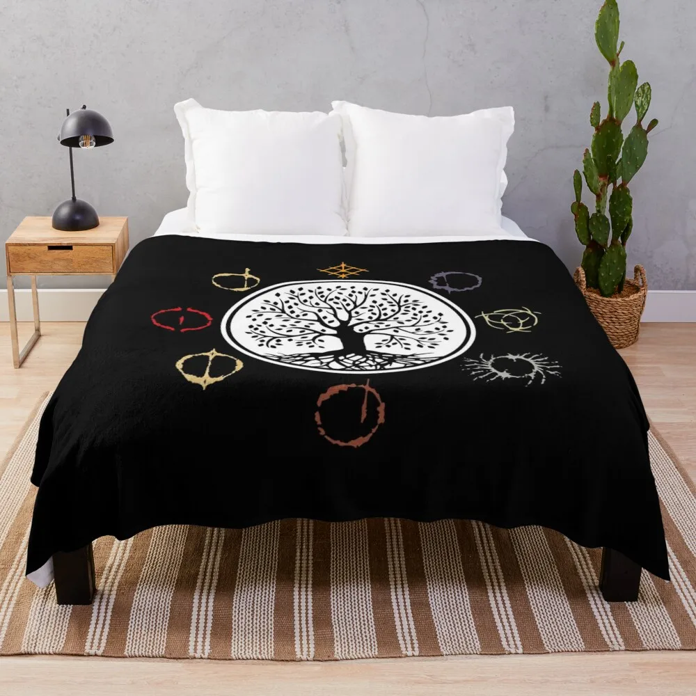 Erdtree with Runes Throw Blanket Soft Big Decoratives Bed Fashionable Blankets