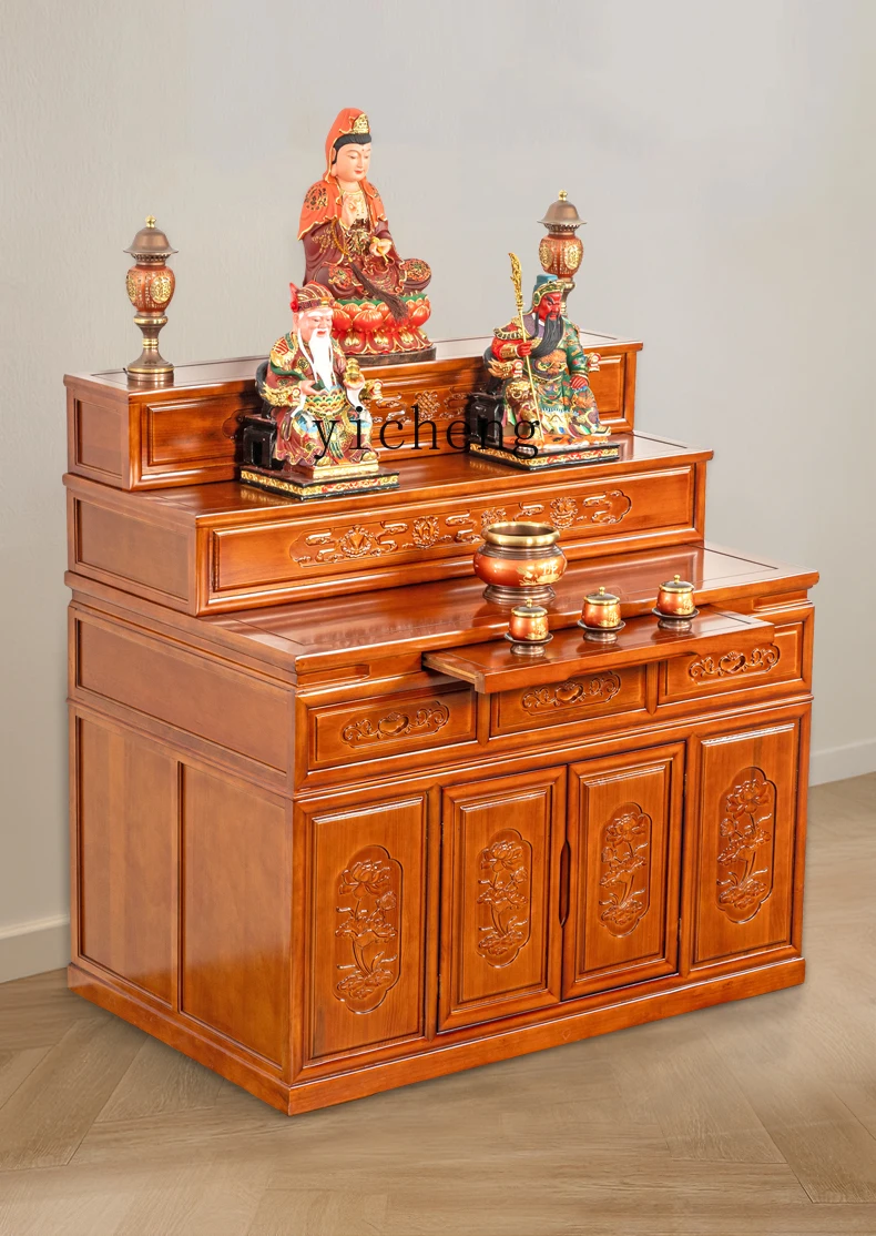 HYS  table incense table household three-layer shrine cabinet ladder Buddhist table Tibetan shrine Gongtai