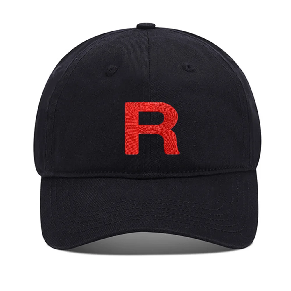 Lyprerazy Baseball Caps Team Rocket Unisex Embroidery Baseball Cap Washed Cotton Embroidered Adjustable Cap