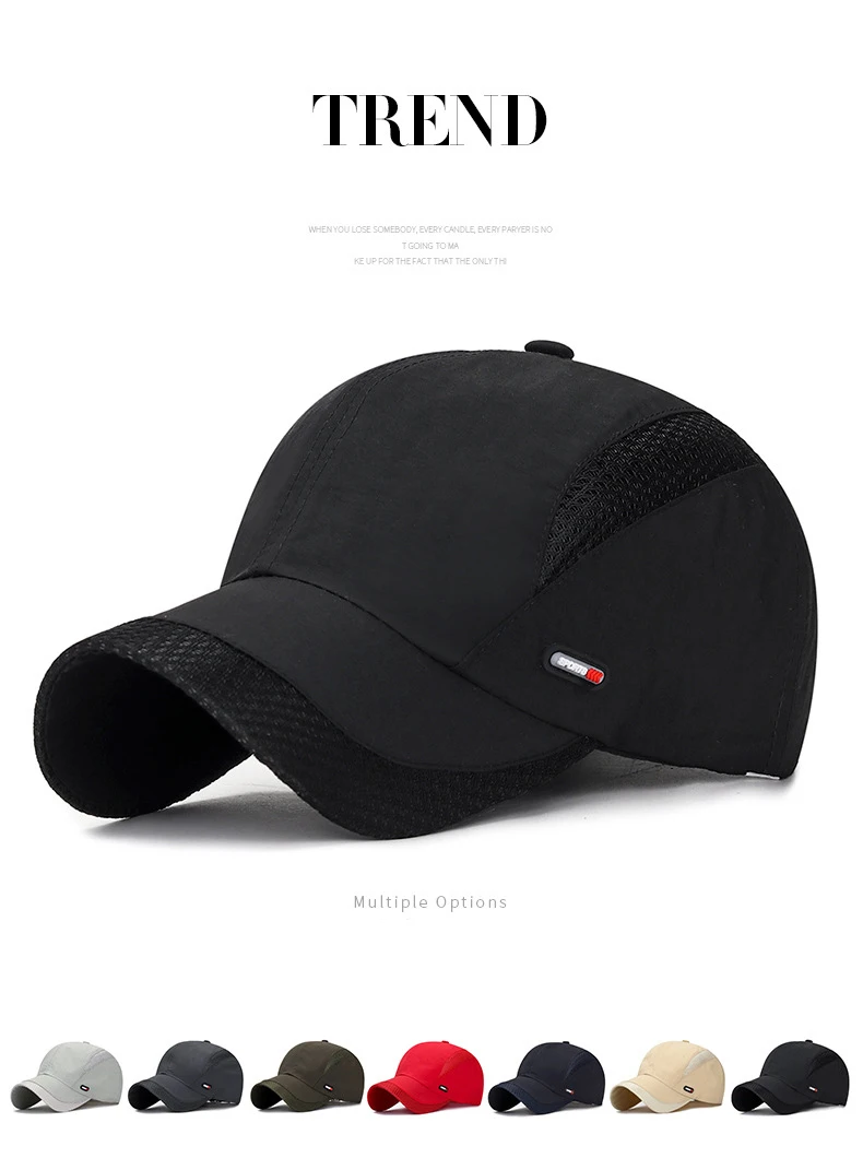 

New Fashion Men Women Big Head Summer Breathable Mesh Quick Dry Hat Outdoor Sports Sun Hat Red Leather Label Sunscreen Sun Hat