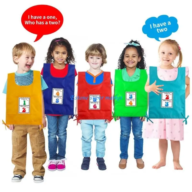 

090B 32x50cm/12.59x19.68in Kids Sporsts Vest with PVC Pocket Classroom Teaching Aids