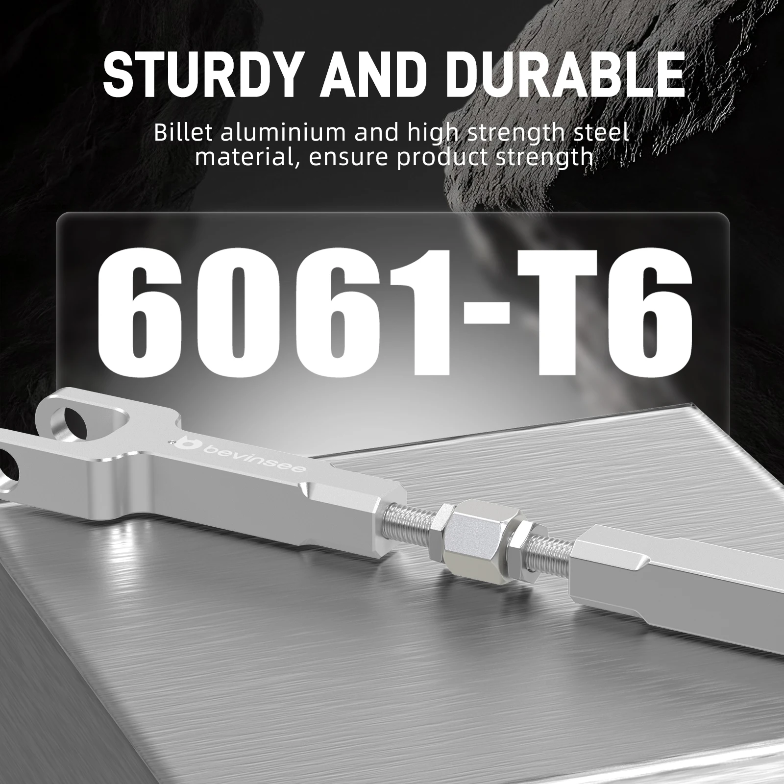 BEVINSEE 調整式DSSRセレクターロッド BMW E46 320i 323i 325i用、25111434613の代替品（調整範囲：230mm-240mm）