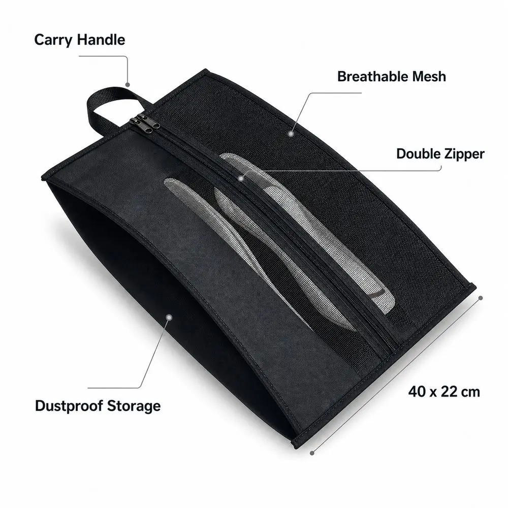 Portable Travel Shoes Bag Breathable Mesh Carry Handle Shoe Storage Pouch Dustproof Moistureproof Shoes Organizer Travel Packing
