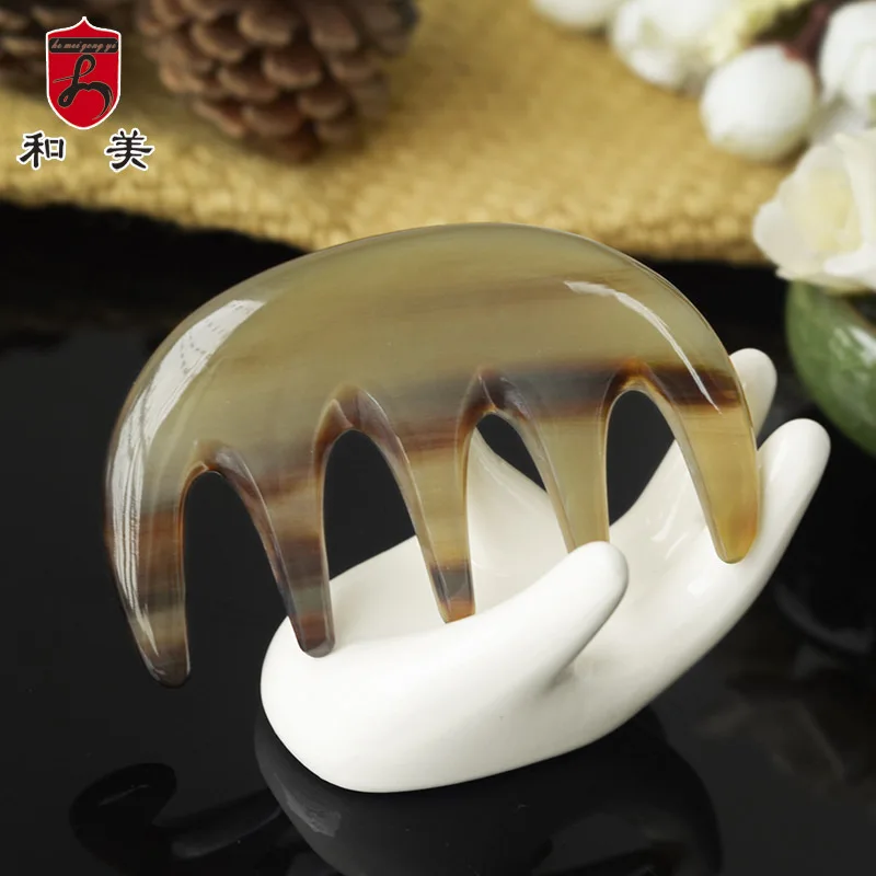 Tiktok Same Style and Beautiful Color Horn Point Scraping Head Treatment Comb Massage Comb Five Teeth Meridian Comb Wholesale