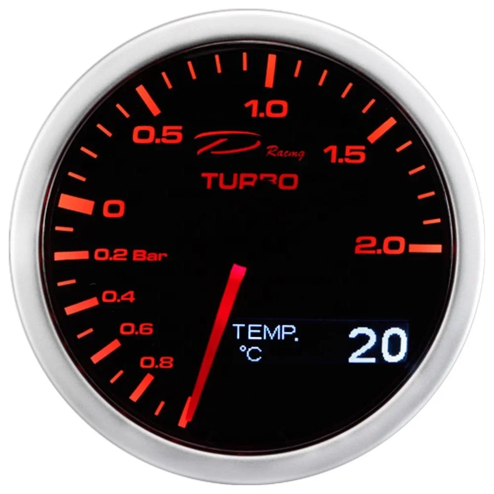 

60 мм 2в1 Boost Turbo Gauge Вода Масло Температура Аналоговый OLED Япония Шаговый двигатель Автоматический датчик