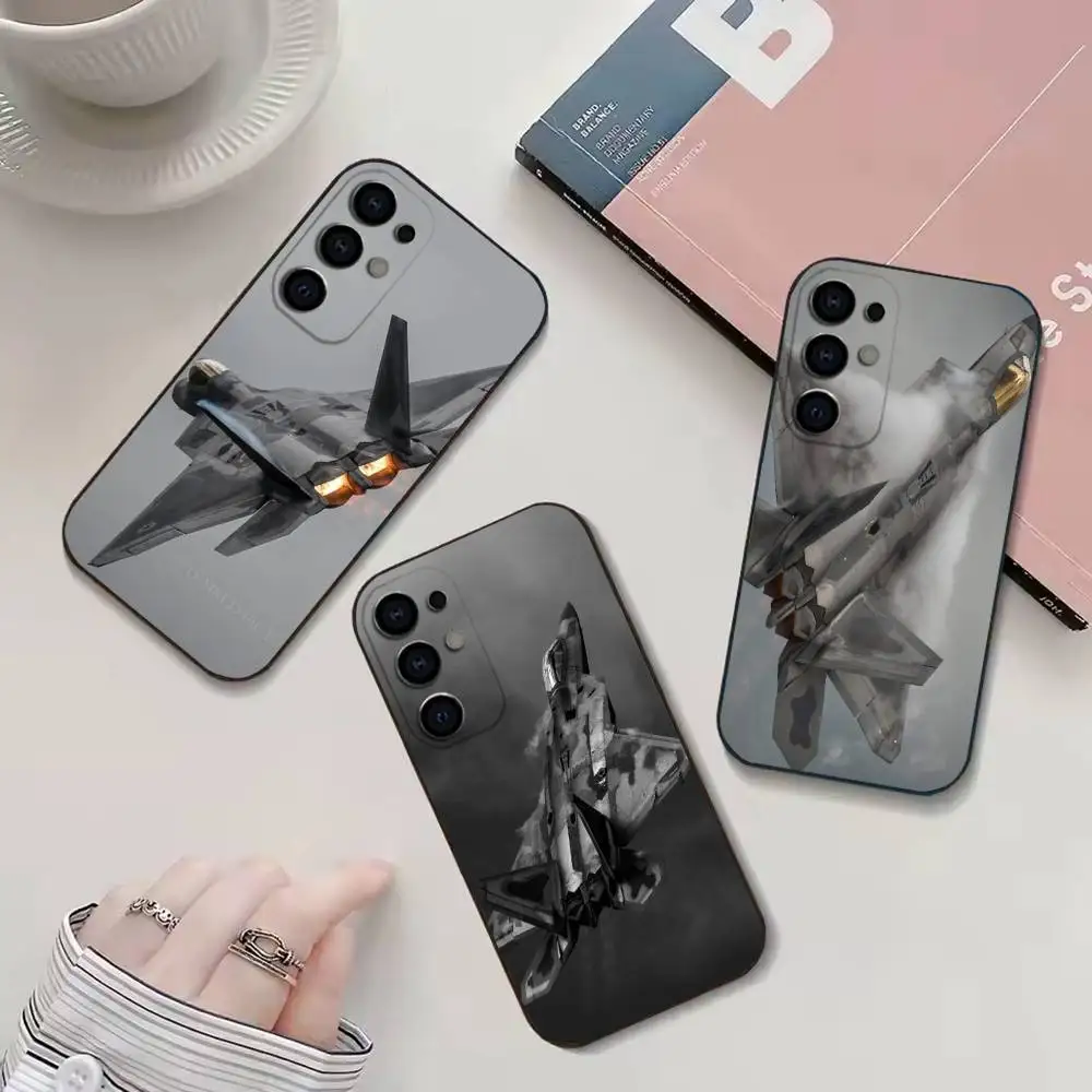 

Raptor Aircraft phone Case For Samsung S26,25,24,21,22,23,30,20,Ultra,Plus,Fe,Lite Black Soft Cover