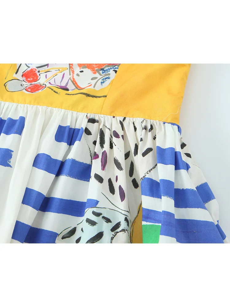 TFMLN المرأة عادية الفاكهة طباعة فستان الحمالات الصيف بلا أكمام عارية الذراعين عالية الخصر حبال الشاطئ عطلة فستان قصير الإناث #5